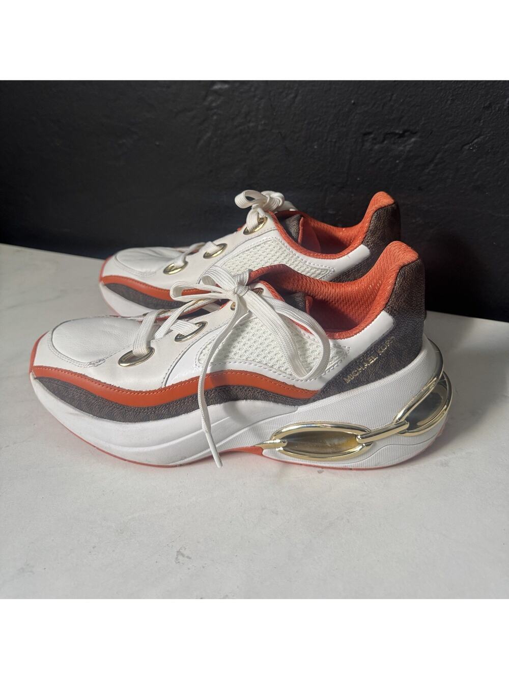 Michael Kors Women's Toni Orange Punch Trainer Running Sneakers Size 8.5